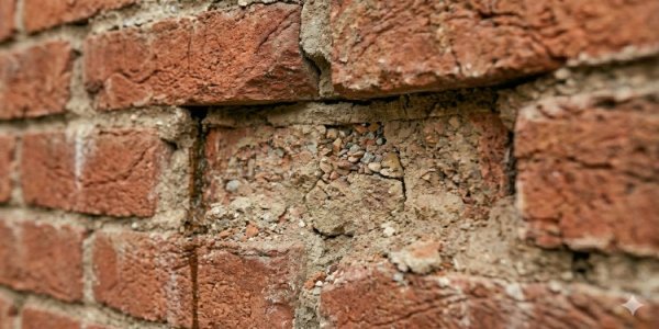 Cracked or spalling brick on a home exterior