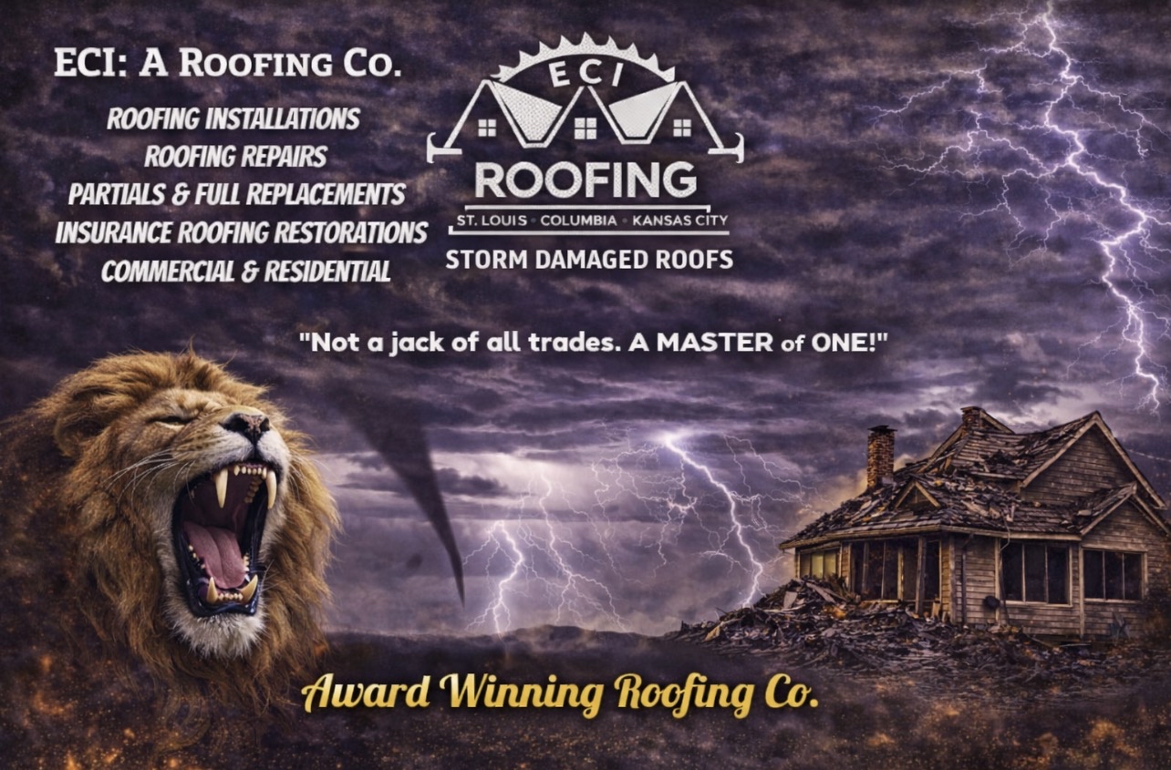 new Enterprise Contracting, Inc logo on top of graphic of lightning bolts and tornadoes