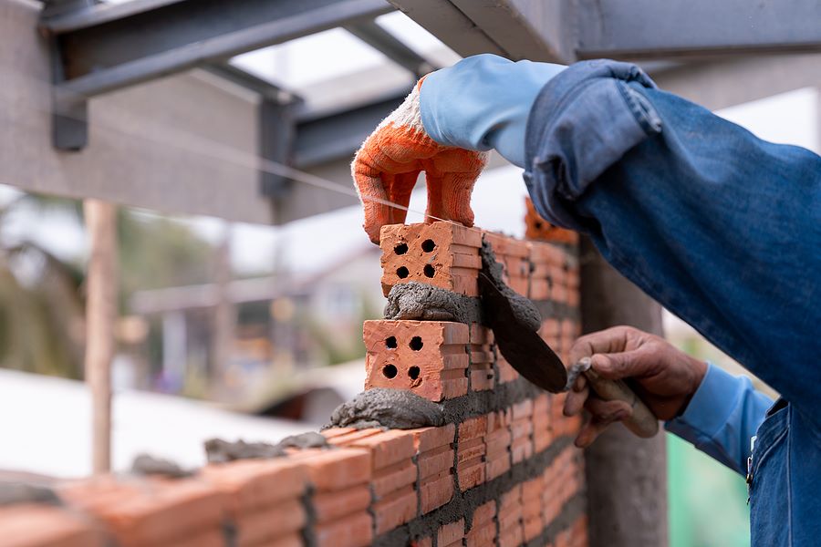 Brick mailbox being built