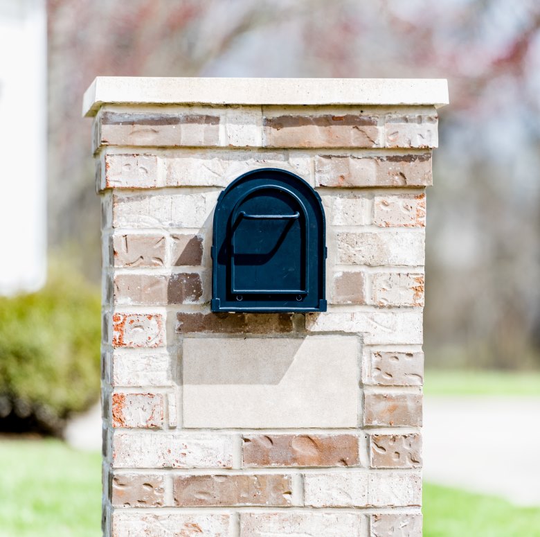 Brick mailbox being built