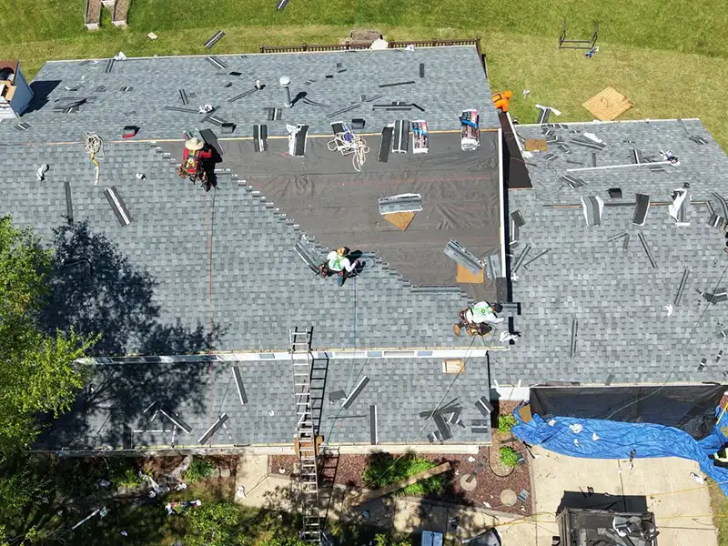 Roof replacement on Missouri home top view