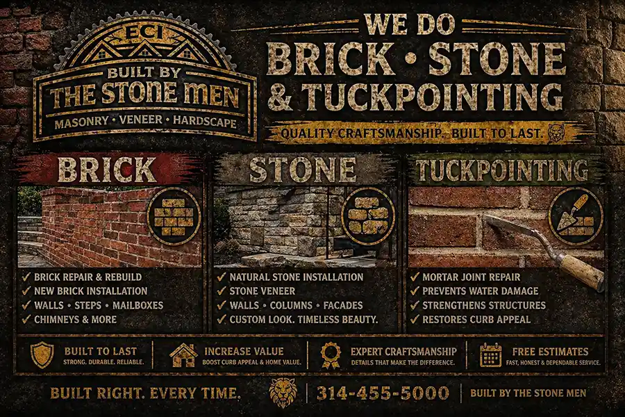 Professional tuckpointing and stone work by ECI: A Missouri Exterior Co.