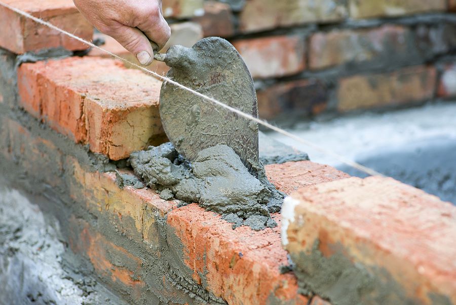 Brick mailbox being built